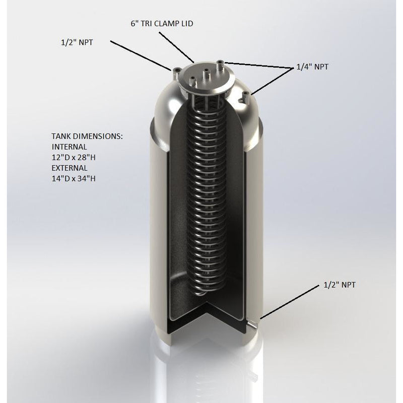 Load image into Gallery viewer, Jacketed Stainless Steel LP Tank with Internal Condensing Coil and Dip Tube
