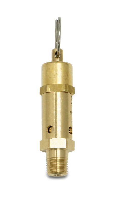 ASME-Code Fast-Acting Pressure-Relief Valve for Air, Test Ring, Brass Seal, 1/4 NPT, 3-1/8