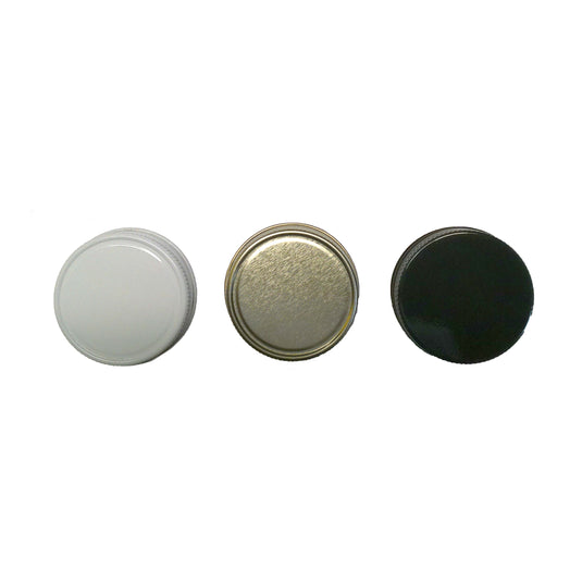58mm metal replacement lids for Queenline 16 oz glass honey jars.