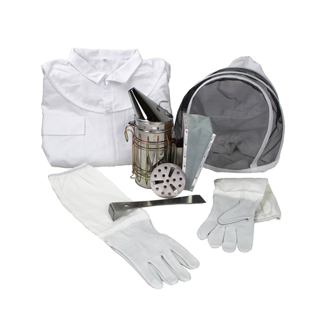 Beekeeping accessory kit, gear laid out