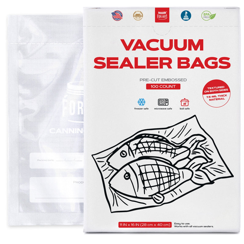 Load image into Gallery viewer, 100 Count 11x16 Vacuum Sealer Bags - Textured on Both Sides, 7.5 Mil Thickness
