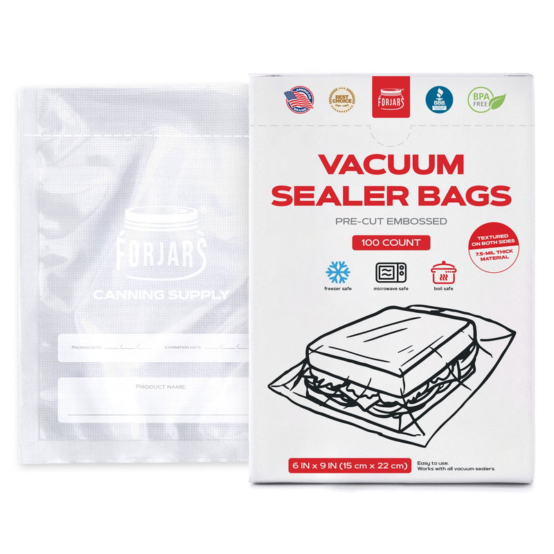 Load image into Gallery viewer, 100 Count 6x9 Vacuum Sealer Bags - Textured on Both Sides, 7.5 Mil Thickness
