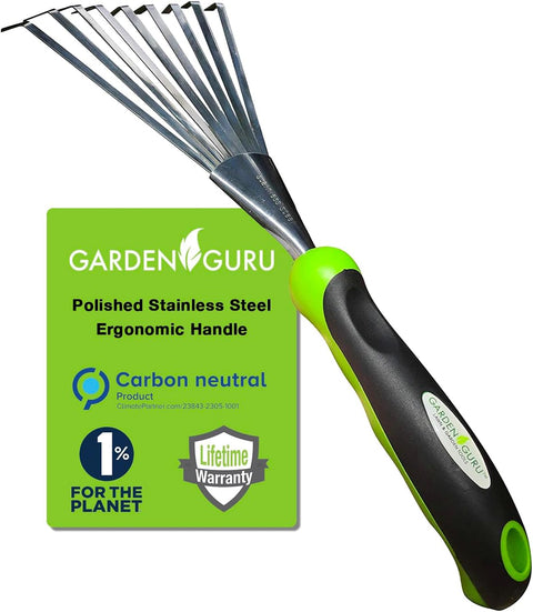 Garden Guru stainless steel hand rake tool