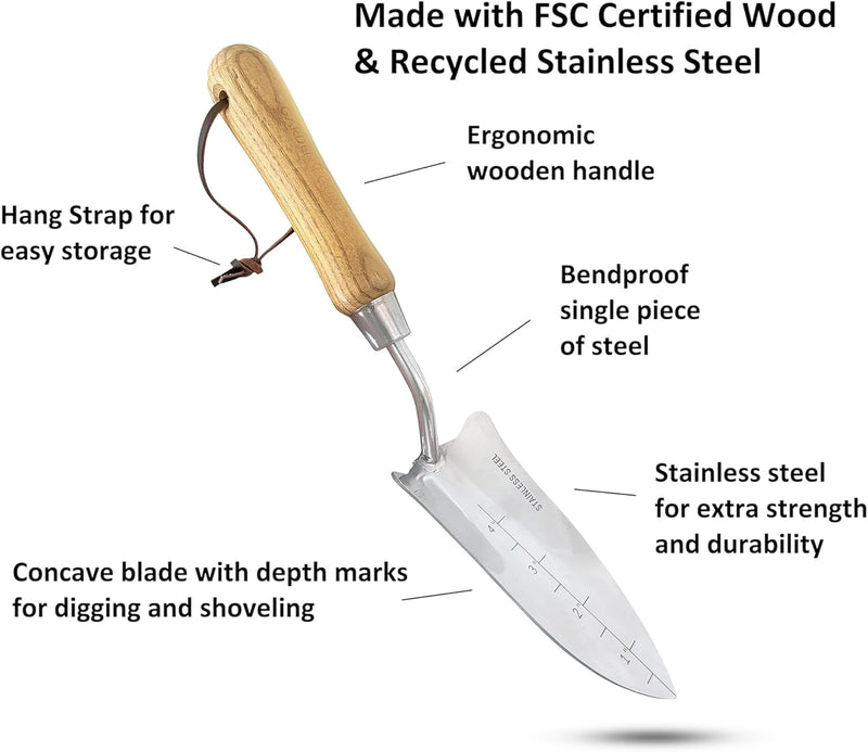 Load image into Gallery viewer, Stainless Steel Transplanter Trowel (classic wood handle)
