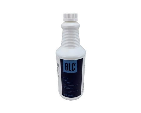 Bottle of BLC beer line cleaner for draft dispensing systems.
