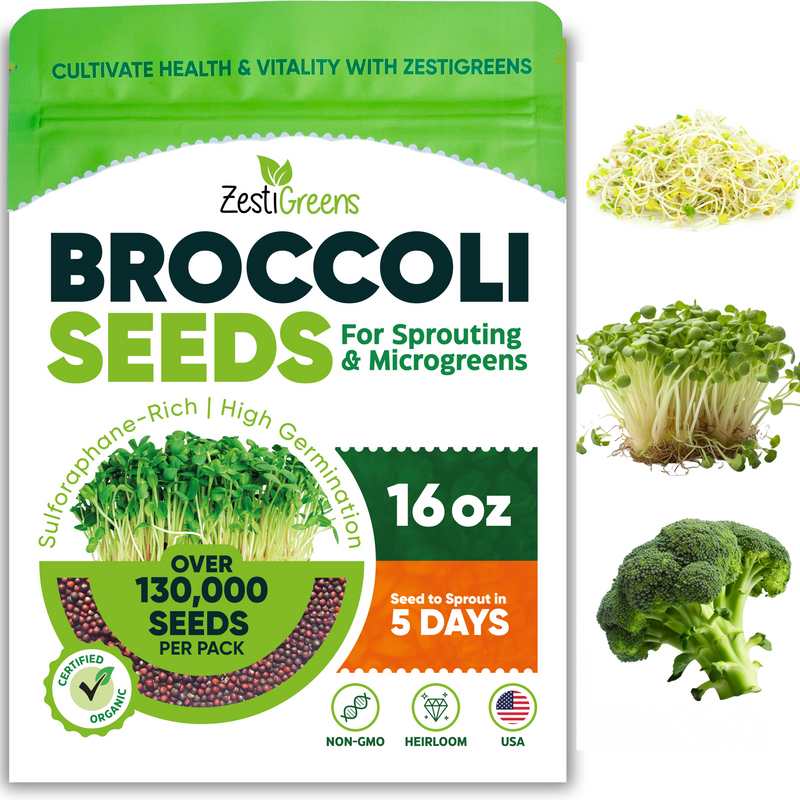 Load image into Gallery viewer, Packet of organic broccoli seeds for microgreens and sprouts.
