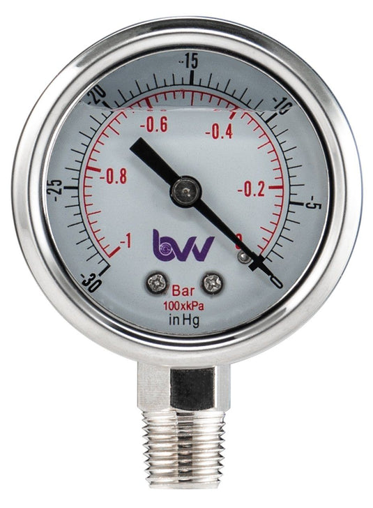 Standard Glycerin Filled  Vacuum Gauge 1/4