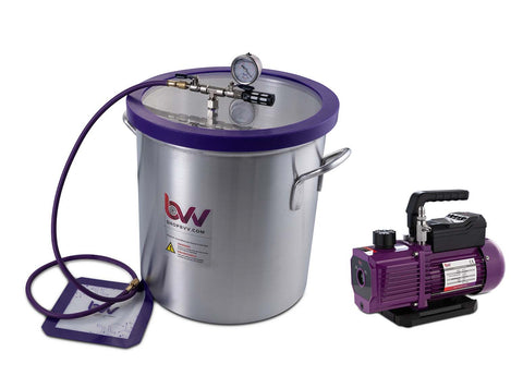 BVV 10 Gallon Aluminum Vacuum Chamber and V9D 9CFM Two Stage Vacuum Pump Kit