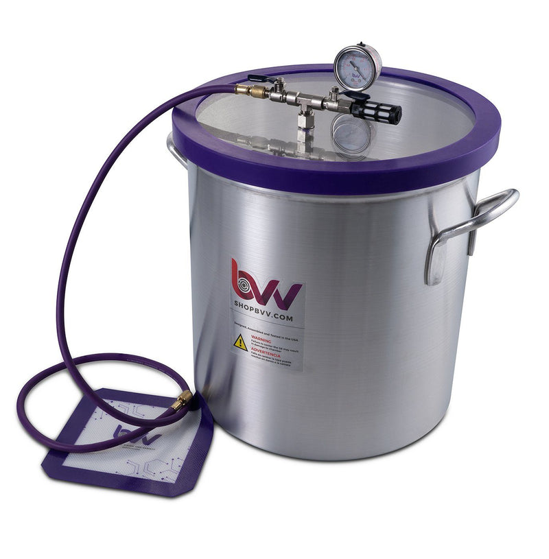 Load image into Gallery viewer, BVV 10 Gallon Aluminum Vacuum Chamber and V9D 9CFM Two Stage Vacuum Pump Kit
