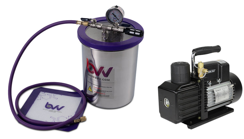 Load image into Gallery viewer, Glass Vac 1.5 Gallon TALL Stainless Steel Vacuum Chamber and Vacuum Pump Kit
