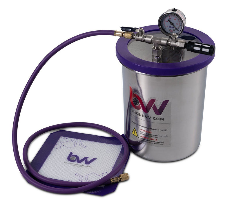 Load image into Gallery viewer, Glass Vac 1.5 Gallon TALL Stainless Steel Vacuum Chamber and Vacuum Pump Kit
