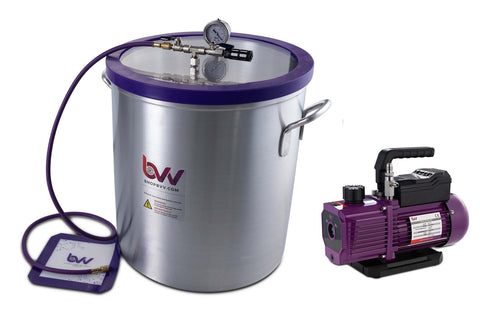 BVV 15 Gallon Aluminum Vacuum Chamber and V9D 9CFM Two Stage Vacuum Pump Kit