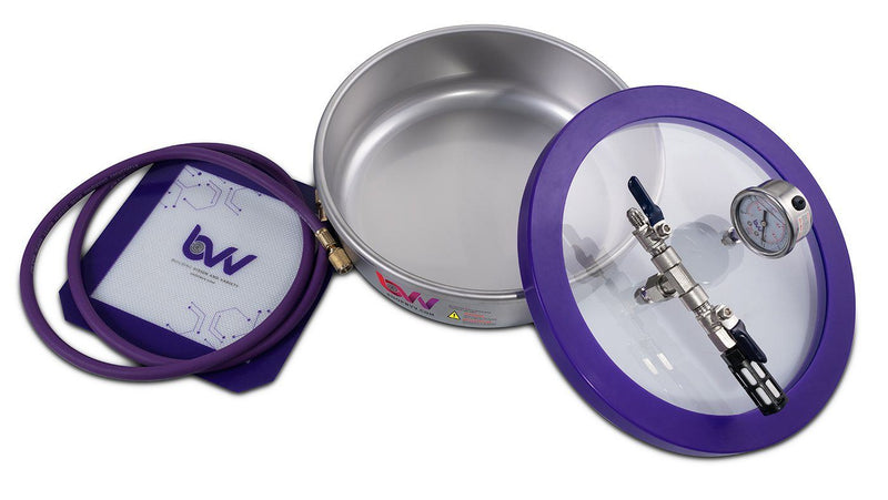 Load image into Gallery viewer, 1 Gallon Flat Stainless Steel Vacuum Chamber With Glass Lid
