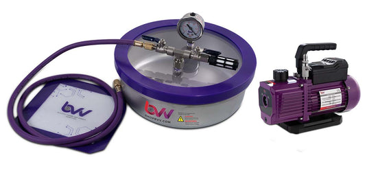 BVV 1 Gallon Flat Stainless Steel Vacuum Chamber and Vacuum Pump Kit