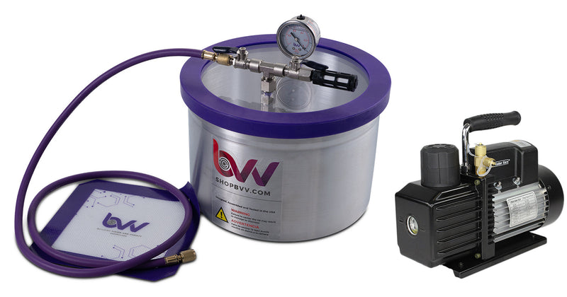 Load image into Gallery viewer, BVV 2 Gallon Aluminum Vacuum Chamber and Vacuum Pump Kit
