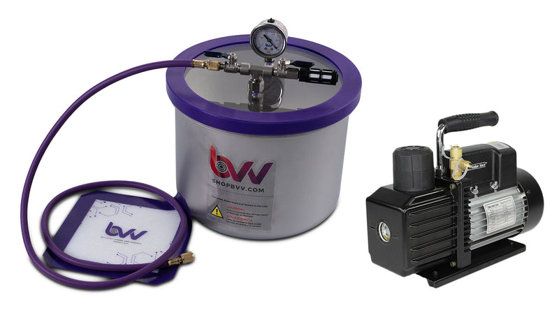 Load image into Gallery viewer, BVV 3 Gallon Wide Stainless Steel Vacuum Chamber and Vacuum Pump Kit

