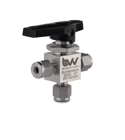 3-way compression ball valve
