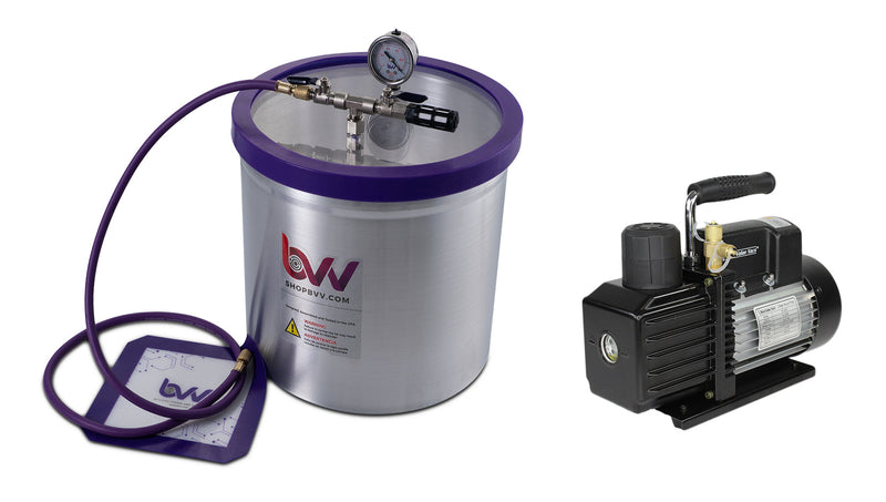 Load image into Gallery viewer, BVV 5 Gallon Aluminum Vacuum Chamber and Vacuum Pump Kit
