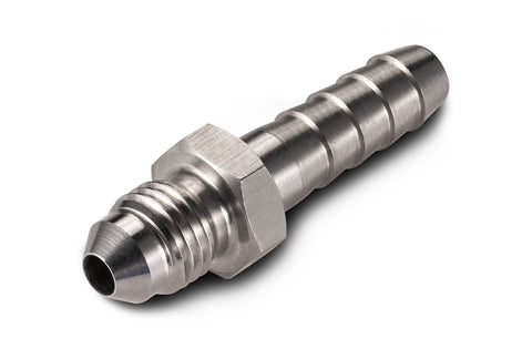 Stainless steel hose barb by 37 degree flare