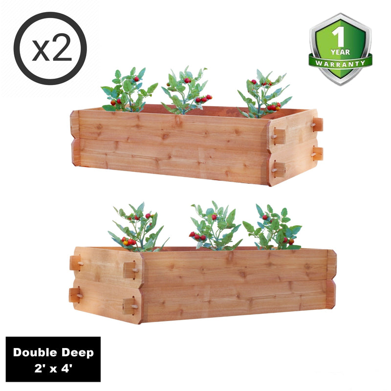 Load image into Gallery viewer, SET OF 2 Timberlane Gardens Easy Raised Garden Bed Kits. Double Deep. Select Cedar. Mortise &amp; Tenon. 2' W x 4' L
