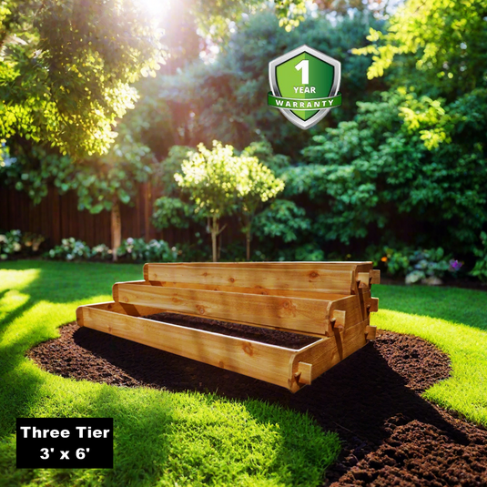 Timberlane Gardens Raised Garden Bed Kit Large 3 Tiered (1x6 2x6 3x6) Select Cedar Elevated Planter