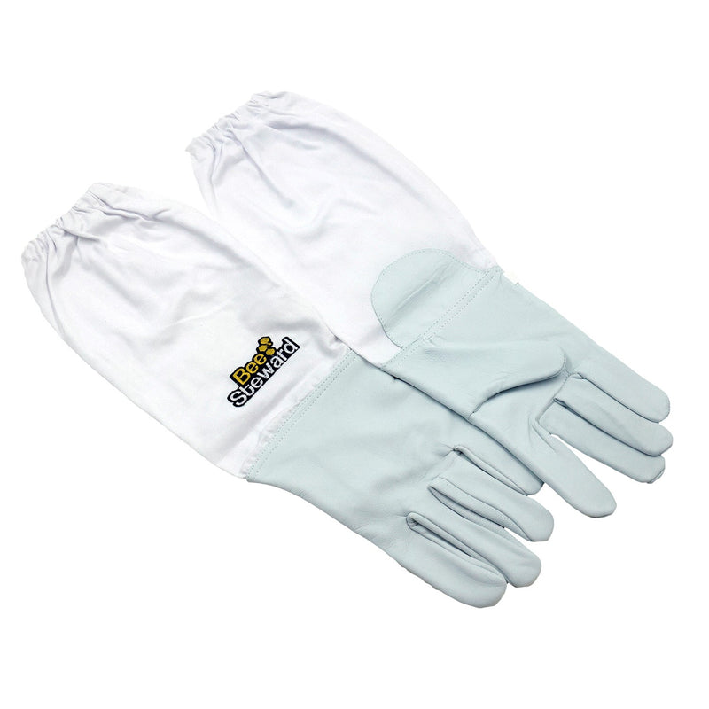 Load image into Gallery viewer, Pair of goatskin Bee Steward beekeeping gloves with elastic cuffs.
