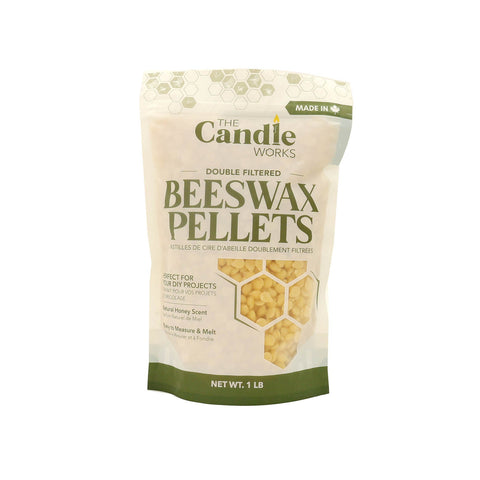 One pound bag of yellow beeswax pellets for candle and soap making.