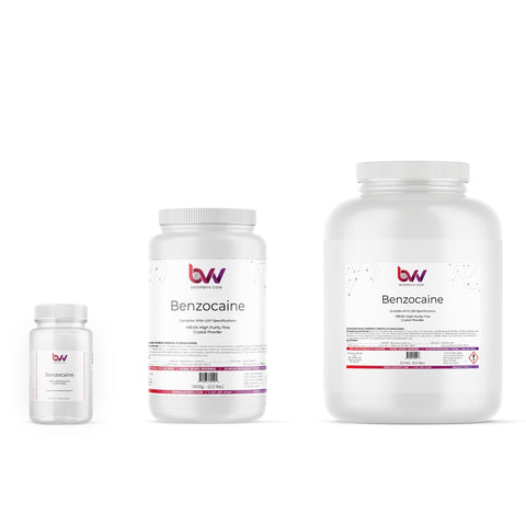 Benzocaine powder 99 percent container