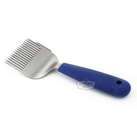 Deluxe uncapping fork with stainless steel tines and cushioned rubber handle.
