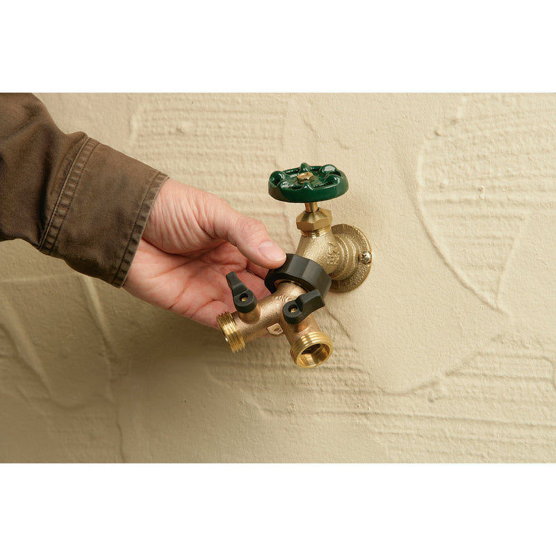 Load image into Gallery viewer, Brass 2-Way Shut-Off Hose Y Adapter 58249
