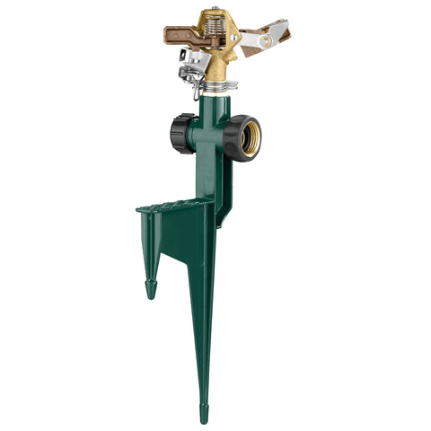 Orbit brass impact sprinkler on metal step spike
