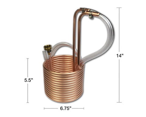 Compact Immersion Wort Chiller, Copper, dimensions and sizing