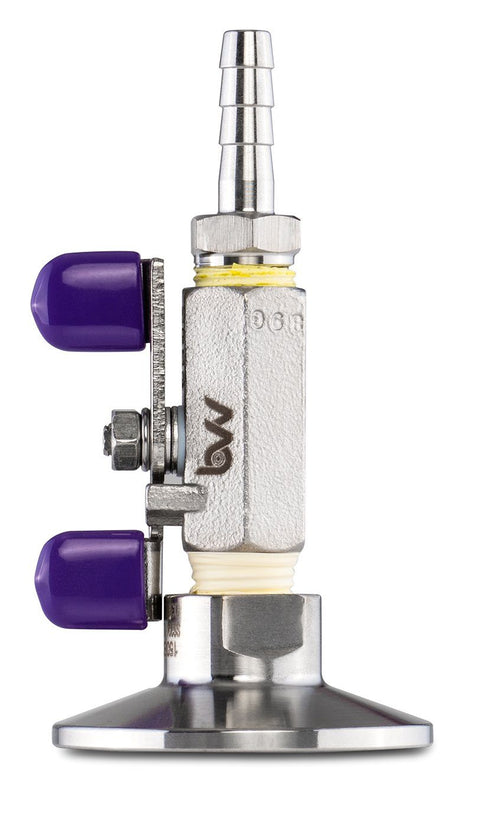 Tri-clamp topcap with valve and 1/4 inch barb