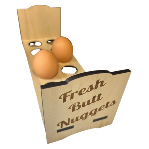 Counter top chicken egg holder, fresh butt nuggets design