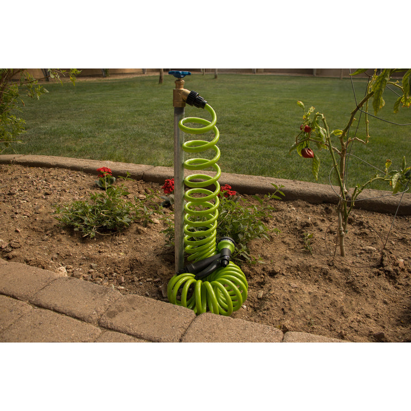 Load image into Gallery viewer, 25' Green Coil Hose w/8-Pattern Plastic Nozzle 26380
