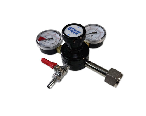 CO2 Regulator with Dual Gauges, side view
