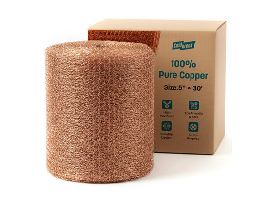 Roll of 100% pure copper mesh for filtering and scrubbing.
