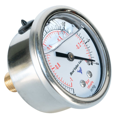 Glycerin Filled Vacuum Gauge with 1/4