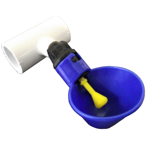 Automatic chicken drinker cup with PVC tee fitting