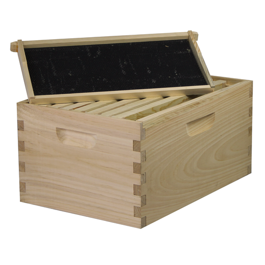8 Frame Complete Beehive Kit – Fully Assembled (2 Deep & 1 Medium Boxes) Amish-Made with Frames & Wax-Coated Foundations
