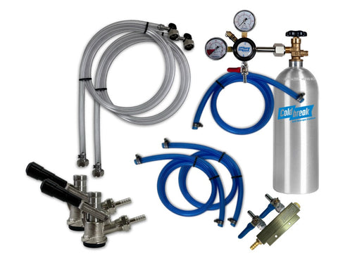 Coldbreak 2-tap CO2 keg dispensing kit with Sankey D couplers.
