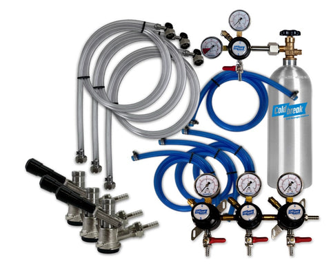 Coldbreak 3-tap premium CO2 dispensing kit with secondary regulators.