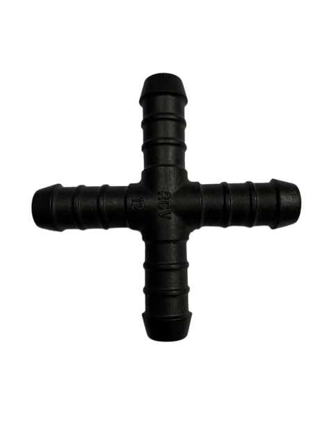 1/2 inch 4-way barbed cross connector