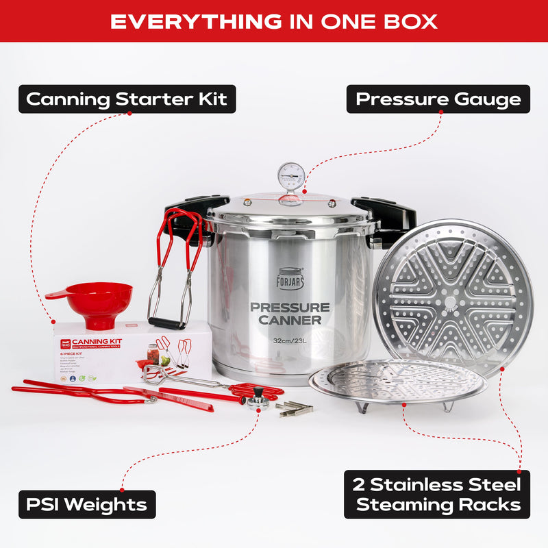 Load image into Gallery viewer, FORJARS® 23-Quart Pressure Canner — Now in Full 304 Stainless Steel
