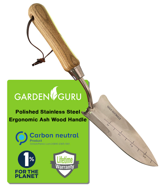 Stainless Steel Transplanter Trowel (classic wood handle)