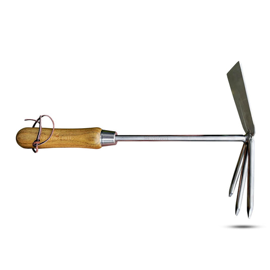 Stainless Steel Garden Cultivator Hoe (classic wood handle)