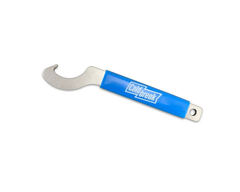 Stainless steel draft beer faucet wrench for standard coupling nuts.