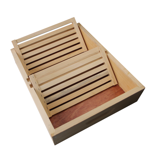 8 Frame Amish-Made Feeder Box with Floating Slatted Boards – Safe, Efficient Hive Feeding