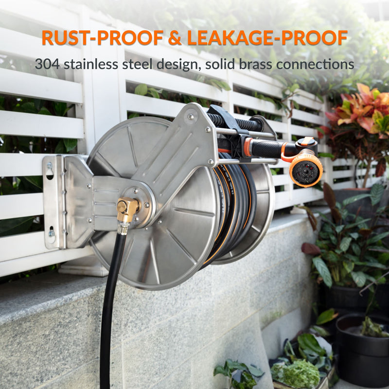 Load image into Gallery viewer, Wall Mounted Hose Reel-Stainless Steel-Heavy Duty
