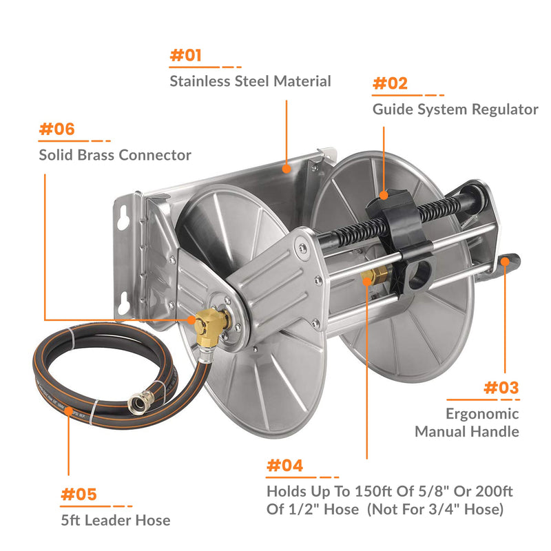 Load image into Gallery viewer, Wall Mounted Hose Reel-Stainless Steel-Heavy Duty
